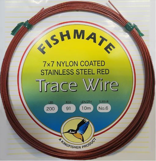 Fishmate Nylon Coated Blood Red Trace Wire - Stil Fishingleader